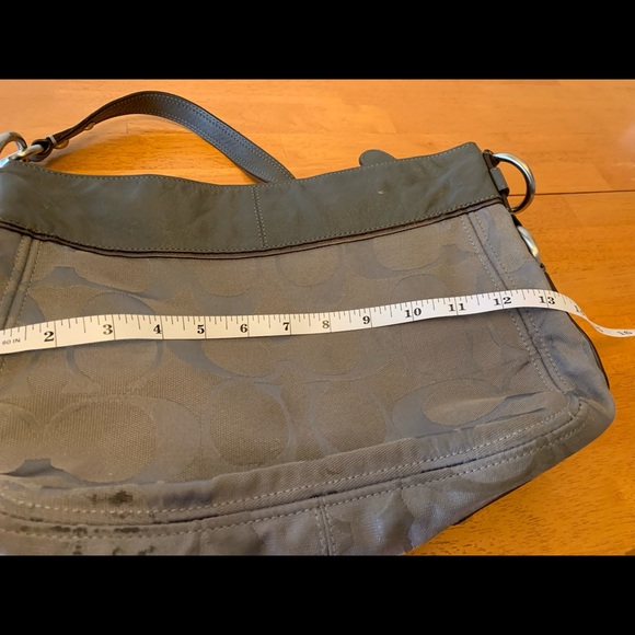 Gray Embellished Coach Shoulder Bag - Picture 6 of 9